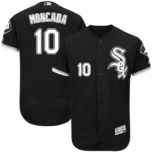 White Sox #10 Yoan Moncada Black Flexbase Authentic Collection Stitched MLB Jersey